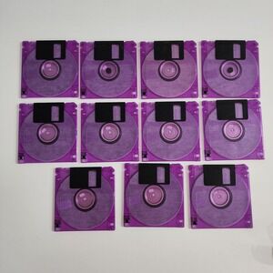 Floppy Disk Diskette Lot 11 Purple Used New Disc - Art Crafts Design Makers DIY